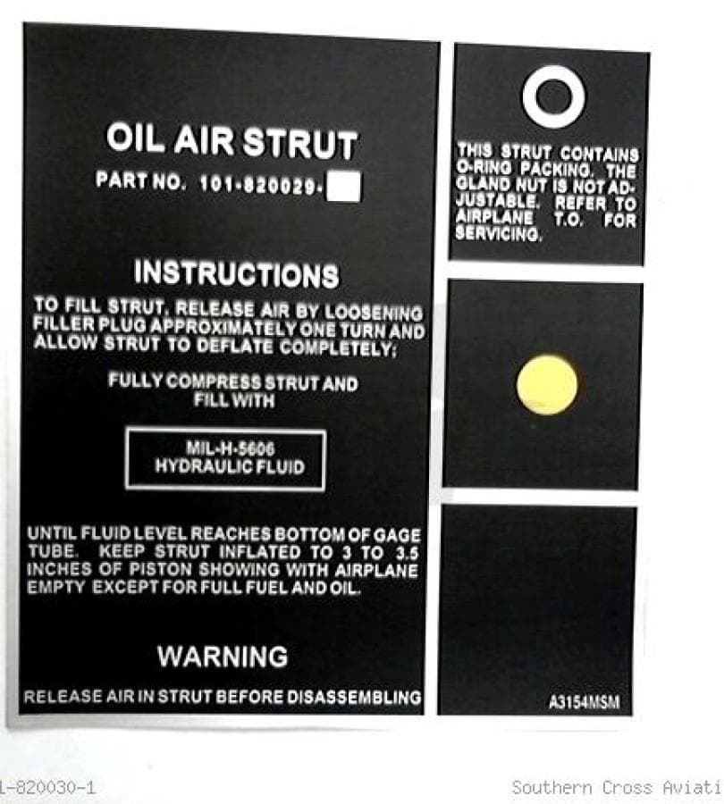 101-820030-1 PLACARD OIL AIR