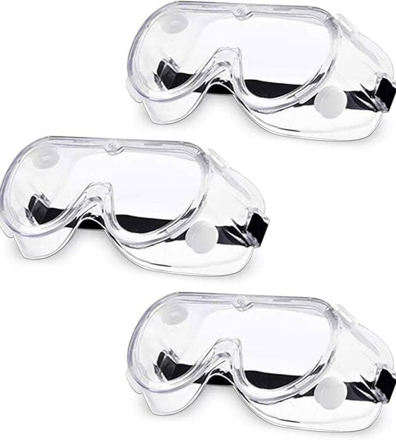 Standard Medical Safety Glasses Protective Goggles Eye Protection Clear Lens Anti-Fog Adjustable Temples Chemical Splash Soft Lightweight...