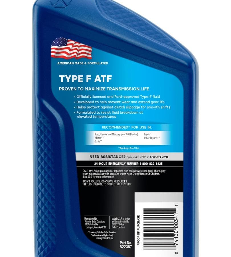 VALVOLINE TYPE F AUTOMATIC TRANSMISSION FLUID